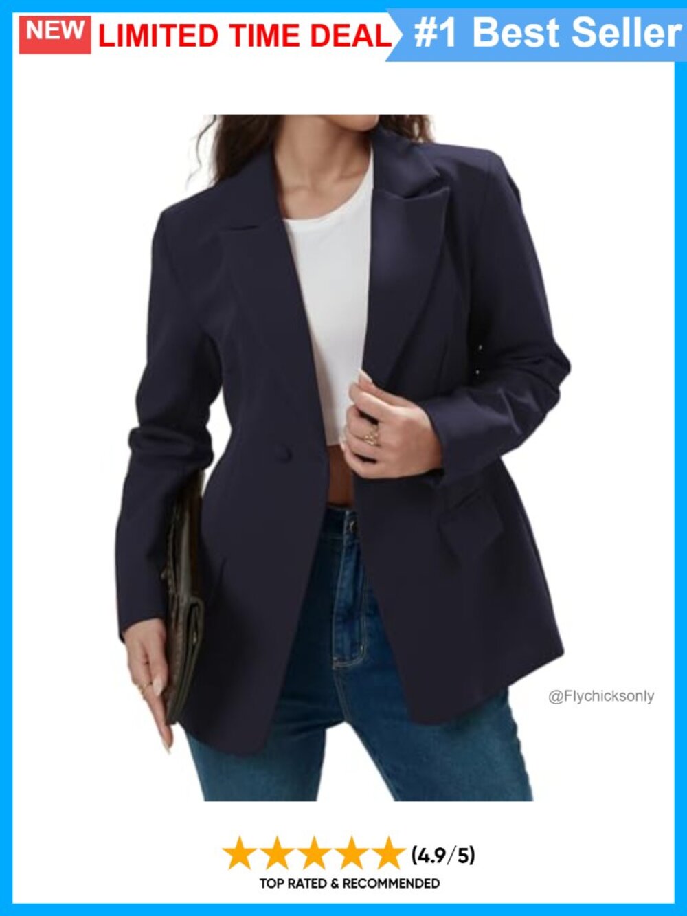 Women's Notch Lapel Button Down Blazer Long Sleeve Office Business Casual